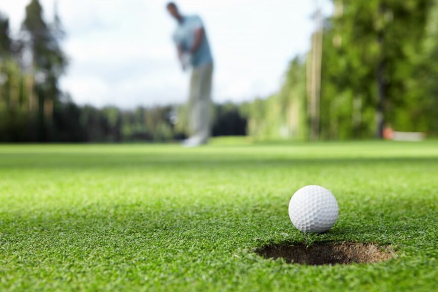 Playing golf